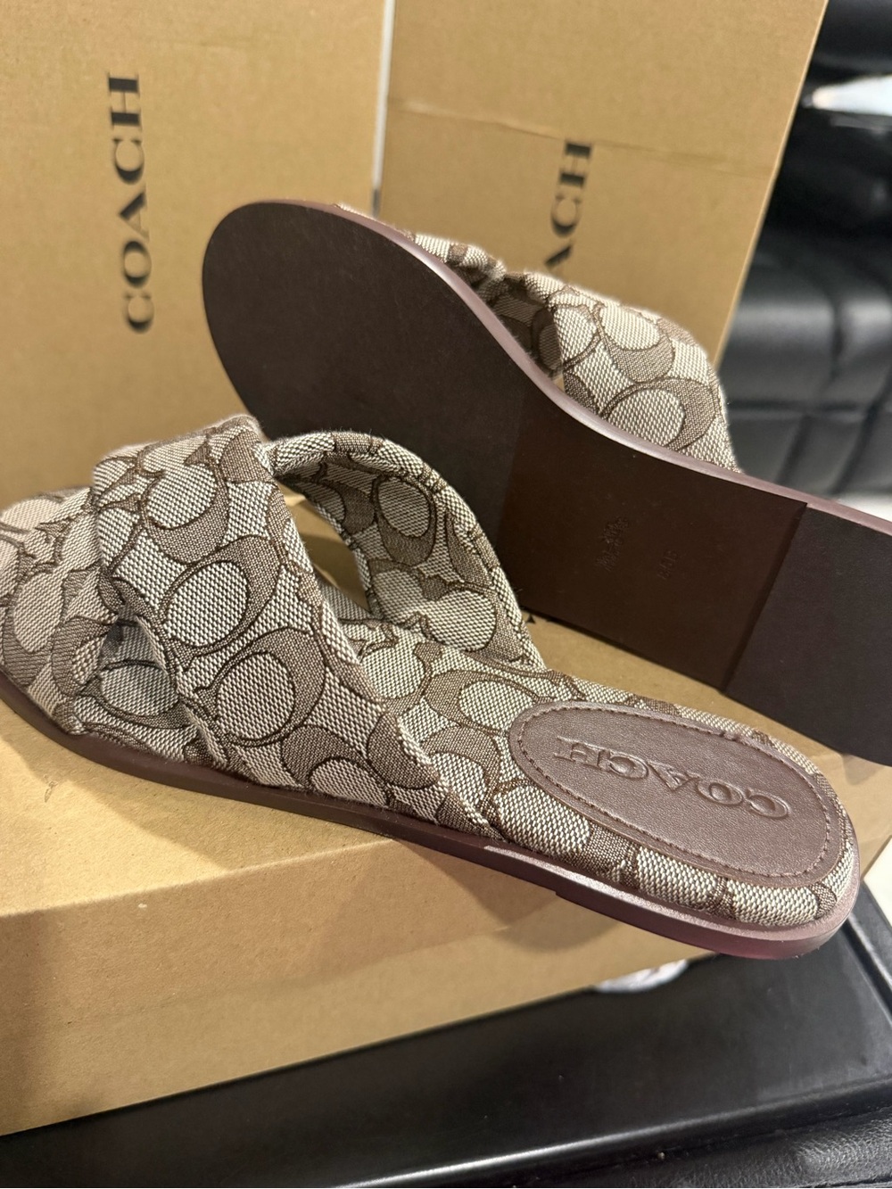 Coach Women Link Criss Cross Slide Signature Comfort Sandals 8.5 B New with box - Picture 8 of 14